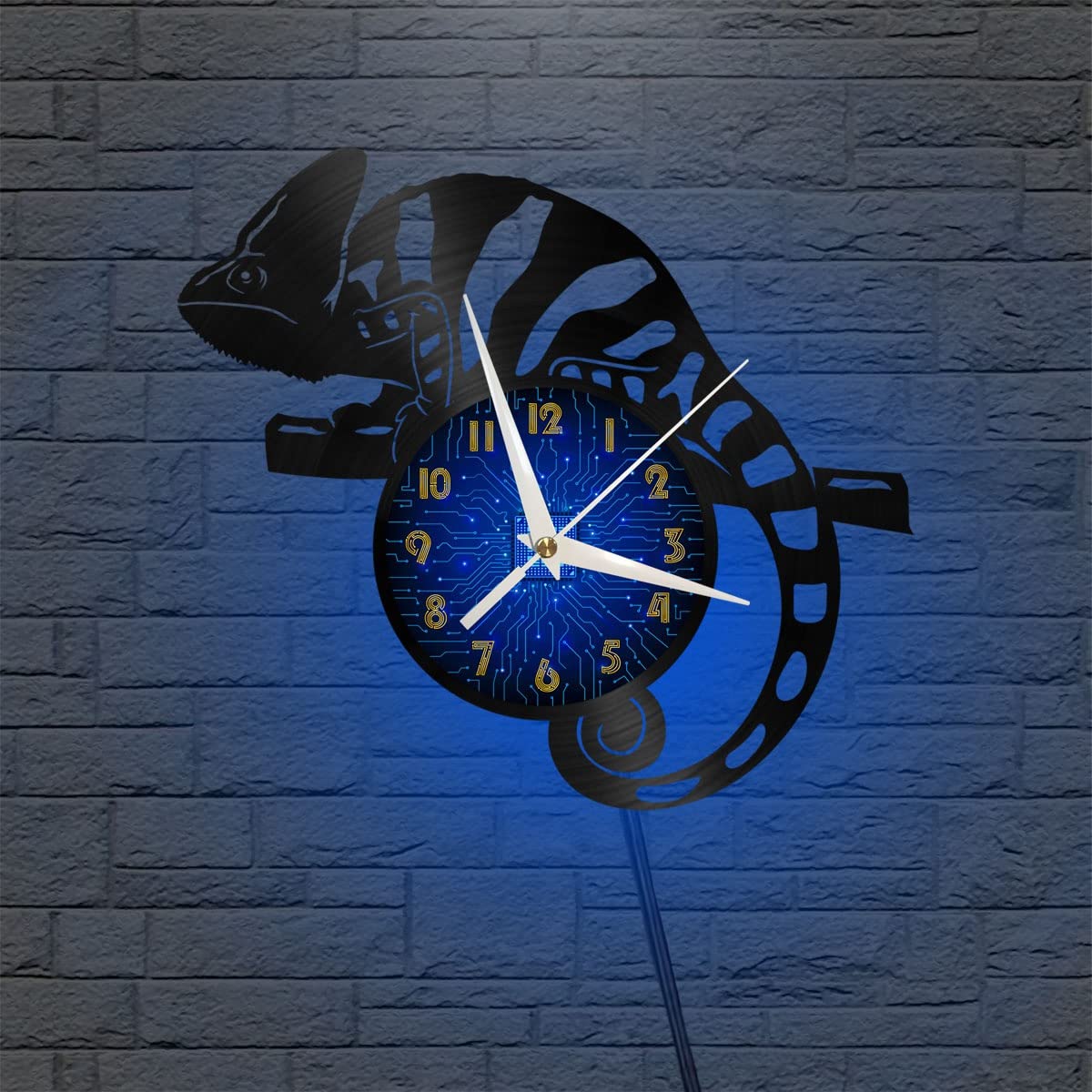 Horloge murale en vinyle lézard 12 pouces B avec LED XDGFR pour salon