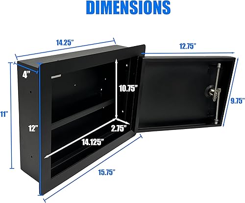 Miniatura 3 de Caja fuerte en la pared con cerradura de llave, compartimento de pared oculto de acero resistente para almacenamiento seguro, caja fuerte de pared