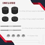 Soozier Adjustable Dumbbells Weight Set Dumbbell Hand Weight Barbell for Body Fitness Lifting Training for Home Office Gym, Black