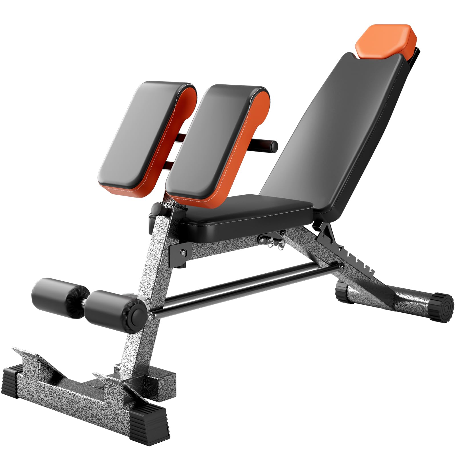 FITKS360 Adjustable Weight Bench 1000LBS– Multi-Functional Full Body Workout Equipment: Hyperextension, Roman Chair, Sit-Up Bench, Incline & Decline Bench, Flat Bench For Home Gym?Black and Orange?