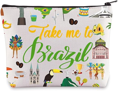 Miniatura 1 de LEVLO Brasil Cultura Viaje Cosméticos Bolsa Brasil Copa Mundial Recuerdo Regalo Llévame a Brasil Cremallera Bolsa Bolsa Para Viajero, Llévame a