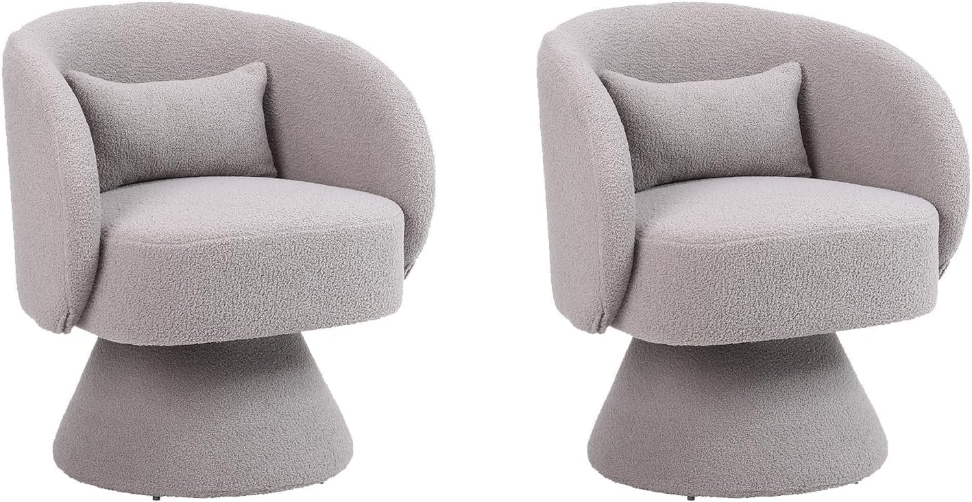 Swivel Barrel Chair, Modern Swivel Accent Sofa, Comfy 360 Degree Sofa Leisure Arm Chair for Home Living Room Bedroom Office (Orange - 2 Pack)