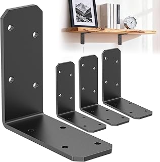 3"×3"×1.2" 90 Degree Galvanized Corner Brace, Heavy Duty L Shape Bracket for Wood Beams, Steel Corner Brackets for Raised Garden Bed, Furniture, Bookshelf, Fence (Black-4PCS)