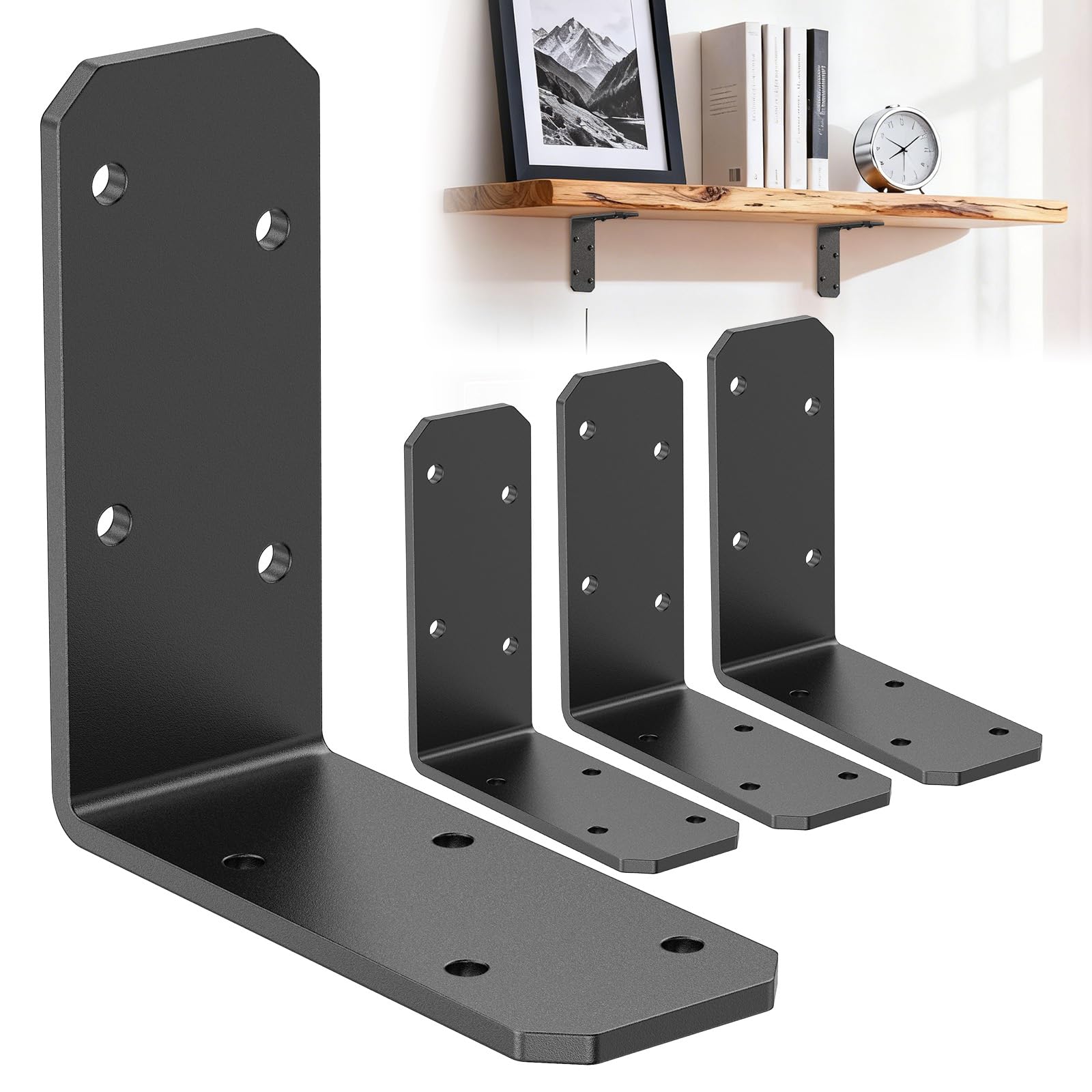 Heavy Duty L Brackets for Wood, Black 90 Degree Corner Brackets Garden Beds