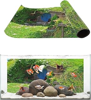 T&H XHome Aquarium DÃ©cor Backgrounds Hobbit Village Pattern Fish Tank Background Aquarium Sticker Wallpaper Decoration Picture PVC Adhesive Poster 24.4