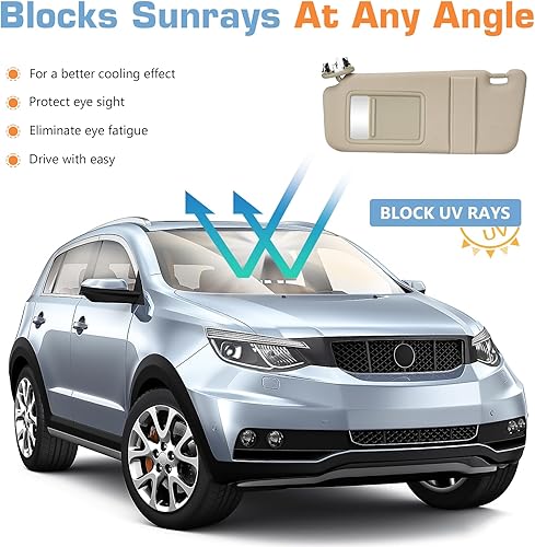 Miniatura 4 de Parasol lateral derecho del pasajero con techo solar y luz para Toyota Camry 2007 2008 2009 2010 2011, repuesto 74310-06770-B0, gris