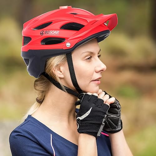Miniatura 2 de Casco de bicicleta de montaña, casco de ciclismo para adultos con soporte de cámara y visera desmontable para hombres, mujeres y jóvenes, ajuste
