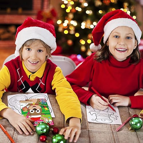 Miniatura 9 de Paquete de 3 libros para colorear con calcomanías de Navidad, almohadilla de actividades para niños pequeños de 2 a 8 años (30 escenas)