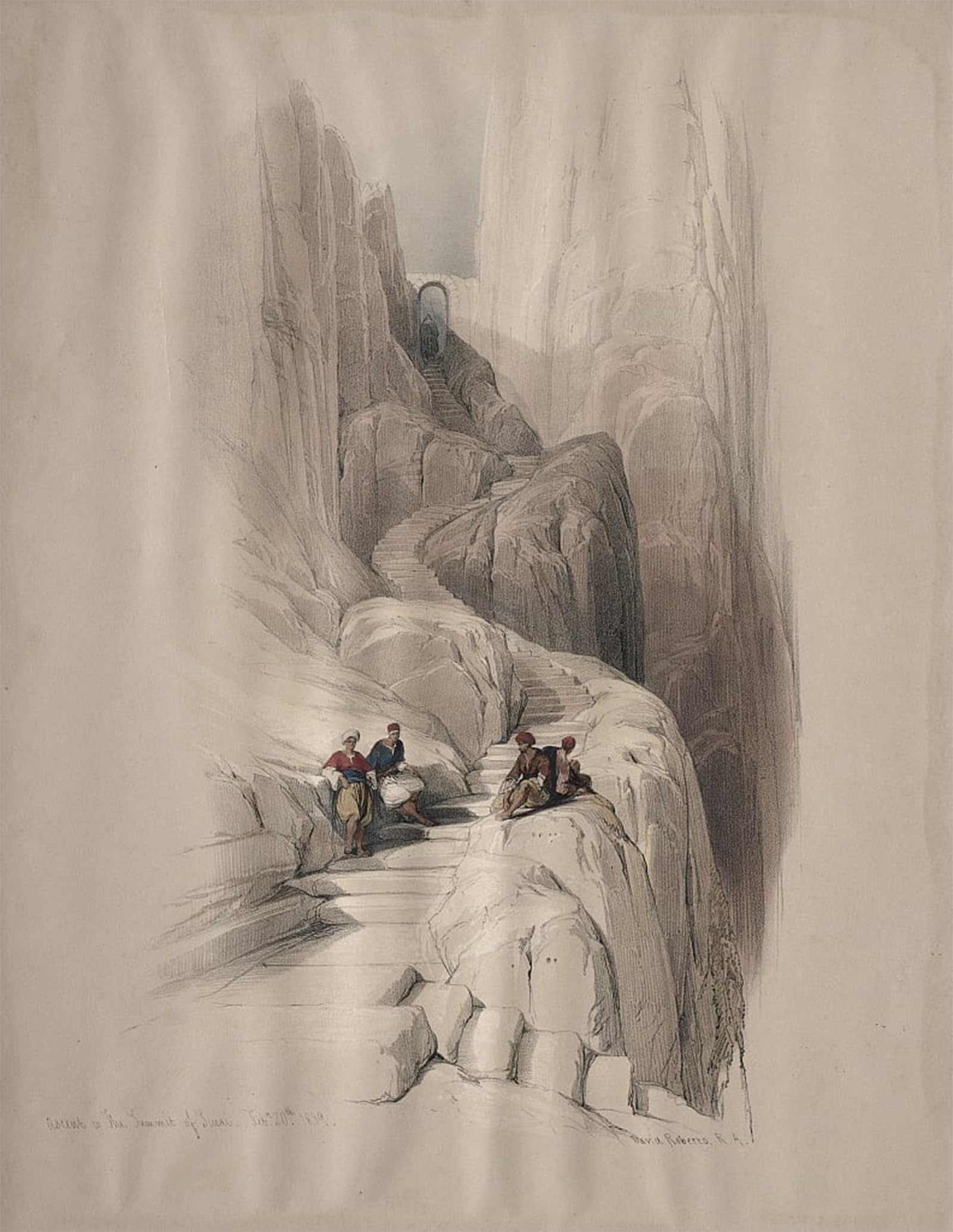 SERENDIPITP Retro Picture Poster Wall Art Pictures Painting Ascent to the Summit of Sinai by David Roberts Wall Art Canvas Print for Wall Decor 60x90cm