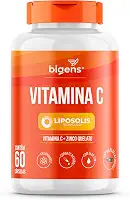 Vitamina C + Zinco Quelato LipoSolis® (Lipossomal, Alta Absorção), Formulado com TCM, 60 Caps, Bigens