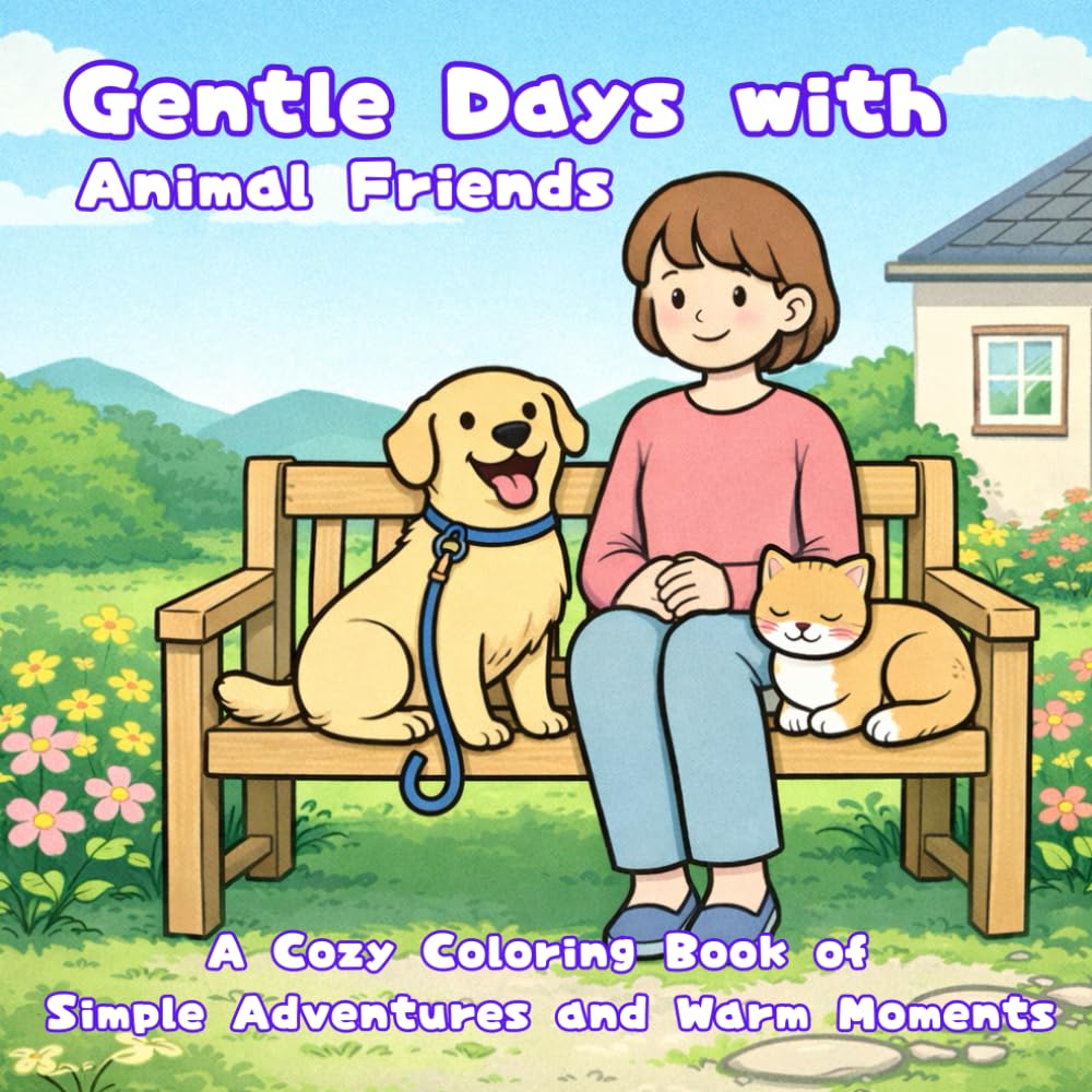 Gentle Days with Animal Friends: A Cozy Coloring Book of Simple Adventures and Warm Moments