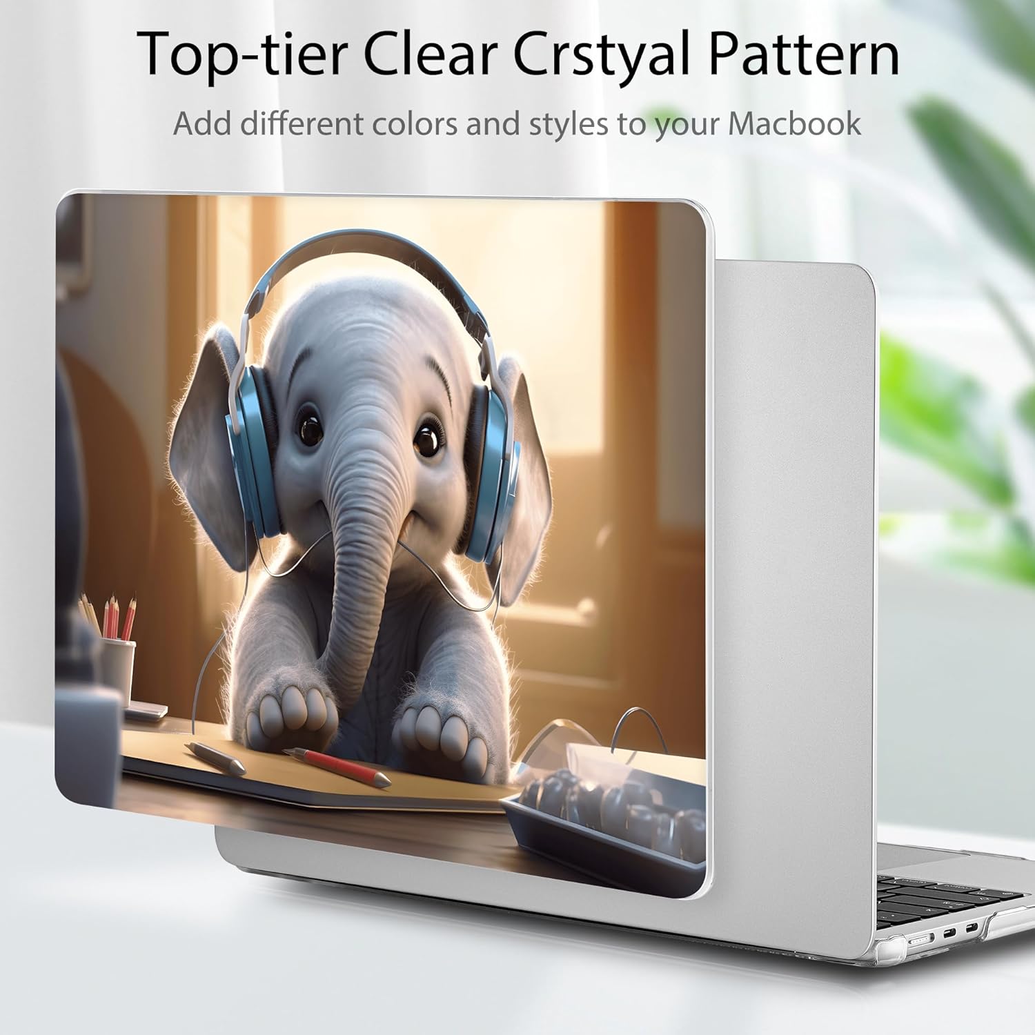 Tuiklol for M4 MacBook Air 13.6 inch Case 2025-2022 Release M2 Chip Model A3240 A3113 A2681, Plastic Hard Shell Cover for MacBook Air 13.6 Liquid Retina Display with Touch ID, Elephant - Image 3