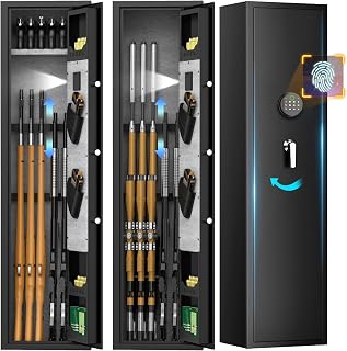 3-5 Rifle Safe,Fingerprint Rifles safes for Home Rifles and Pistols,Quick Access Long Guns Cabinet,Removable Shelf and Pistol Bag,Rifle Safe with Dual Alarms & Silent Mode. - Yiosotne