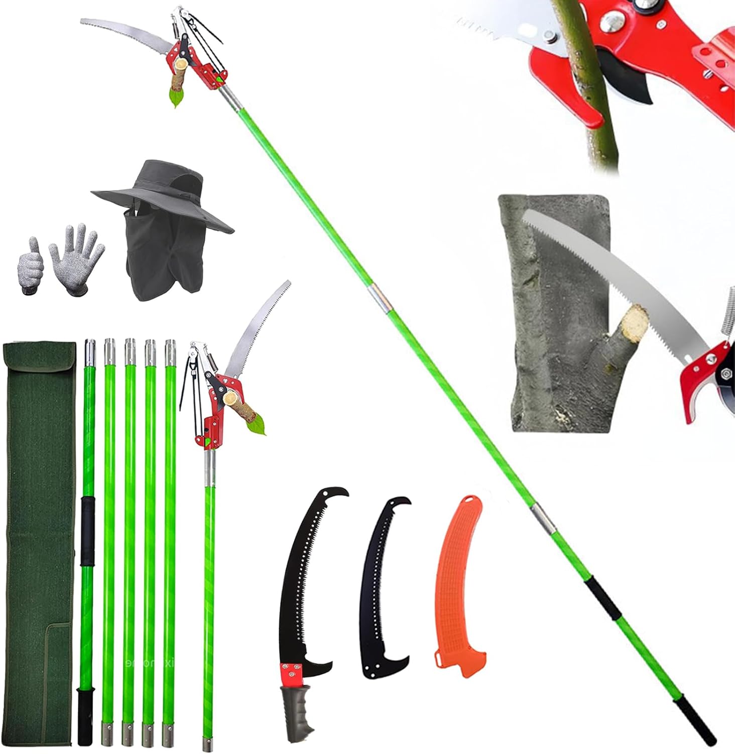 xixi-home Manual Pole Saw 6.5-19.7 ft Extendable Tree Pole Pruner,Pole Saws for Tree Trimming Manual Branches Trimming,Long Handle Branch Pruner Garden Tools for Pruning Palms and Shrubs