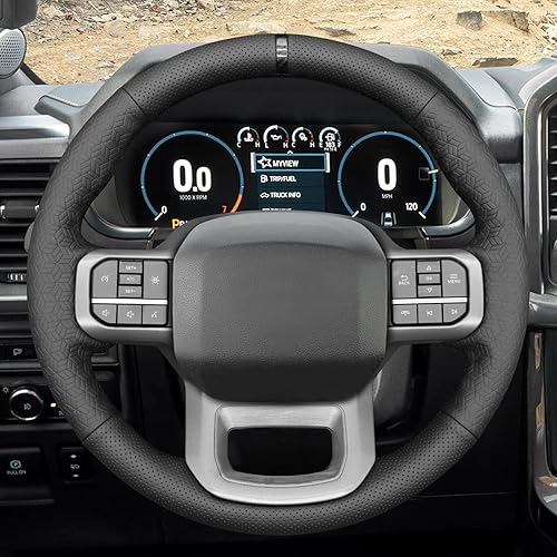 Miniatura 100 de MEWANT Hand Stitched Car Steering Wheel Wrap Cover for Ford F-150 2021-2023 / F-150 Lightning 2022-2023 Steering Wheel Accessories