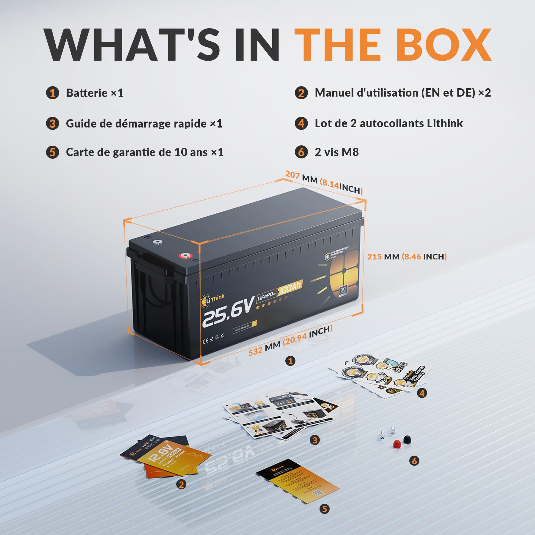 Bluetooth Batterie Lithium Lifepo4 24V 100AH, Vec Protection 150A BMS, Avec 15000 Cycles, 2560Wh ÉNergie, Pour Caravanes, Camping, SystèMe Solaire, PêChe à La Ligne Les SystèMes Hors RéSeau.