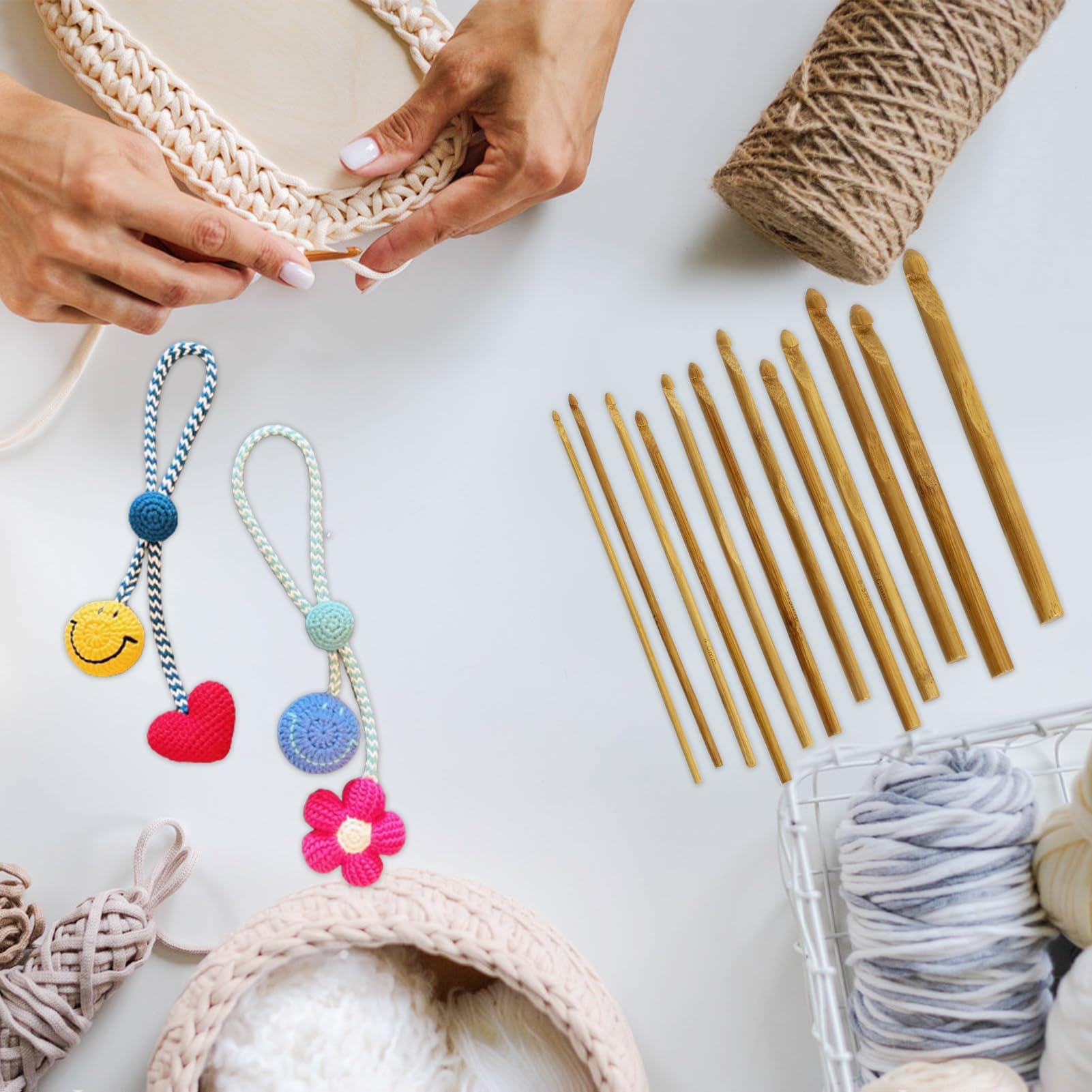 Set Uncinetti Da Crochet In Bambù - 12 Misure (2mm-10mm) | Ergonomici | Per Principianti Ed Esperti | Con Accessori - Foto 8