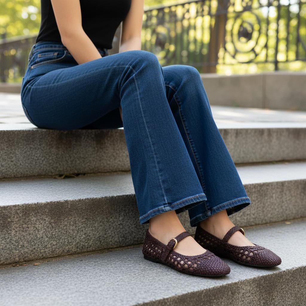 CUSHIONAIRE Windsor Woven Womens Flats with Adjustable Strap – Comfortable Mary Jane Ballet Flats for Women - Image 3