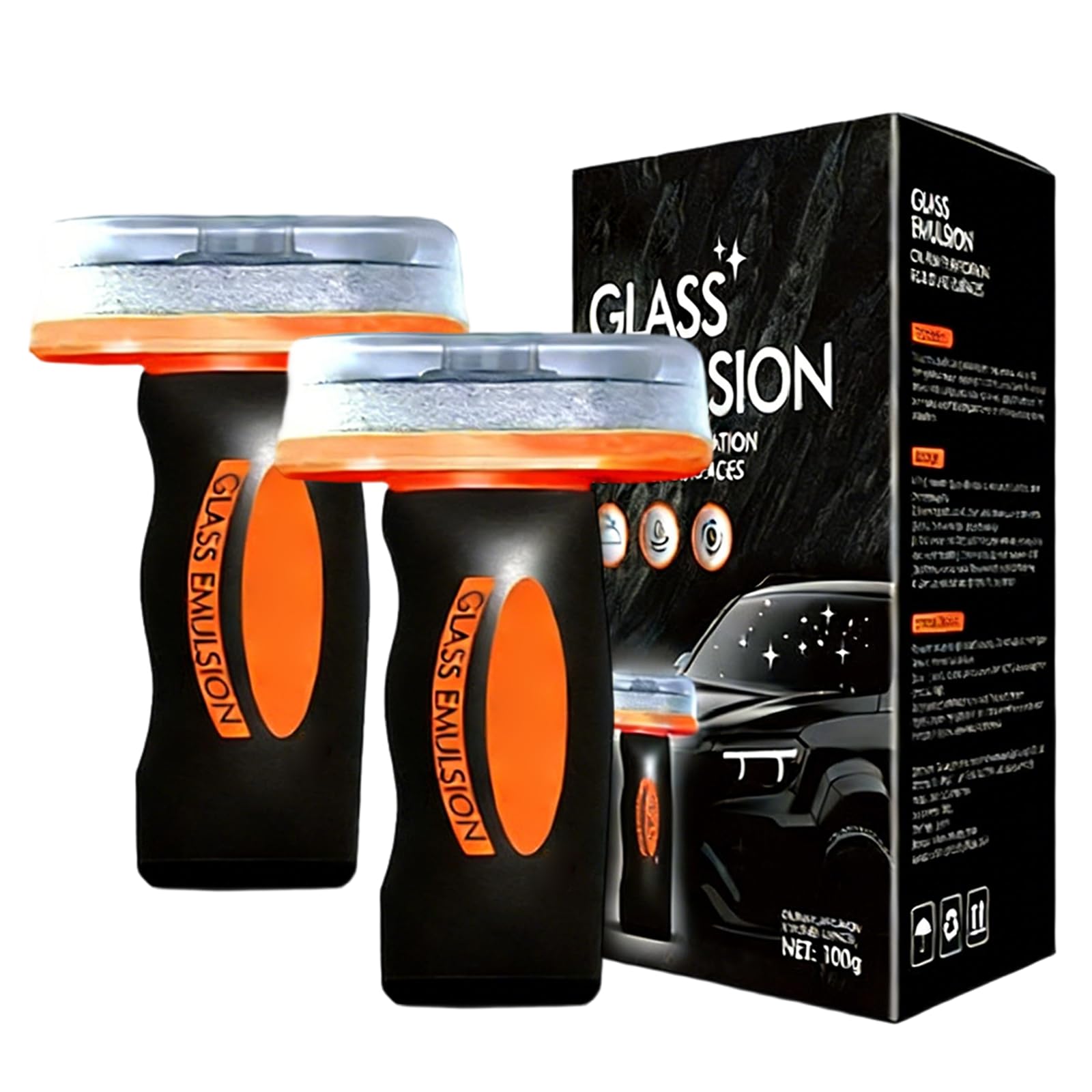 Nettoyant Anti-Buée et Film Gras pour Vitres Auto, 2x100ml Émulsion Nettoyante avec Brosse Intégrée, Nettoyant Vitre Voiture et Pare-Brise, pour une Visibilité Parfaite