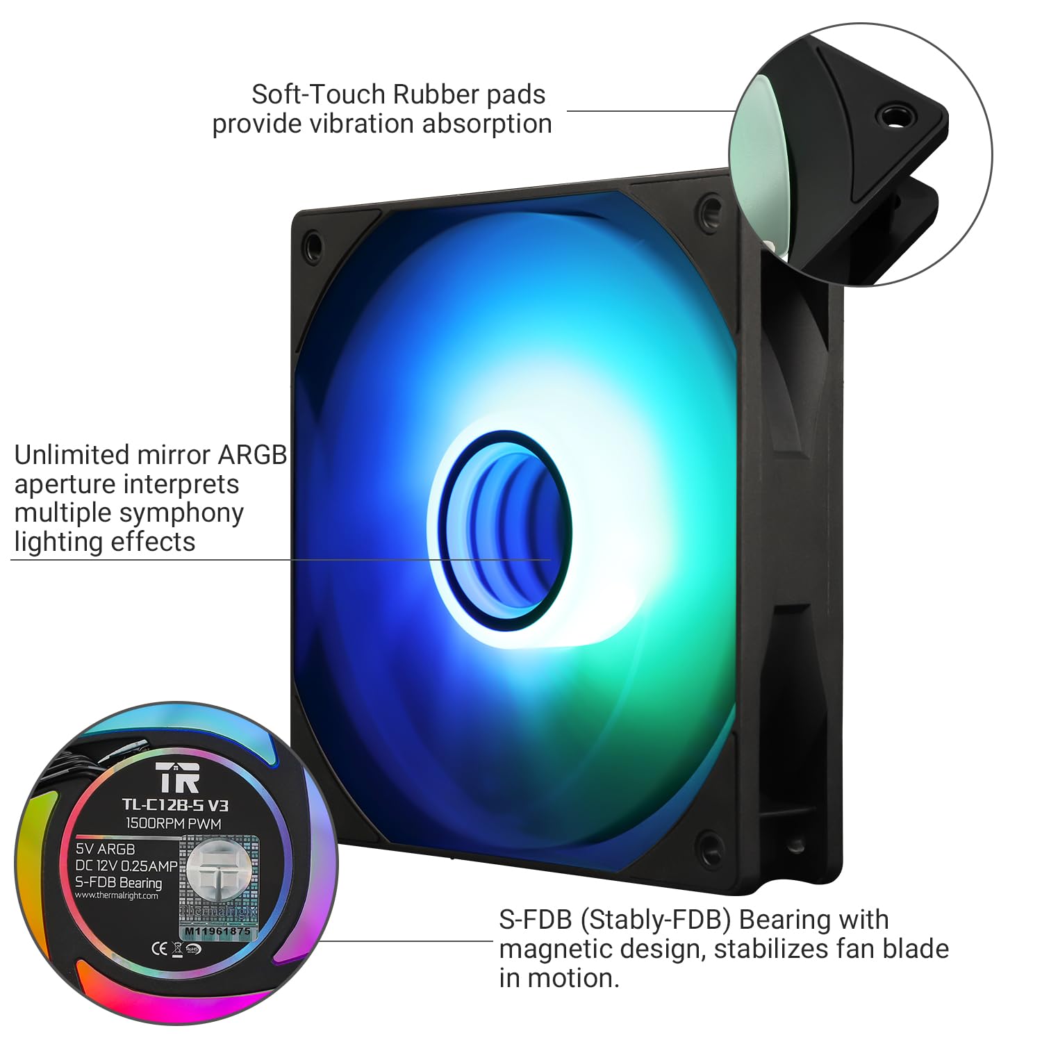 Amazon.co.jp: Thermalright TL-C12B-S V3 CPUケースファン、ARGB 