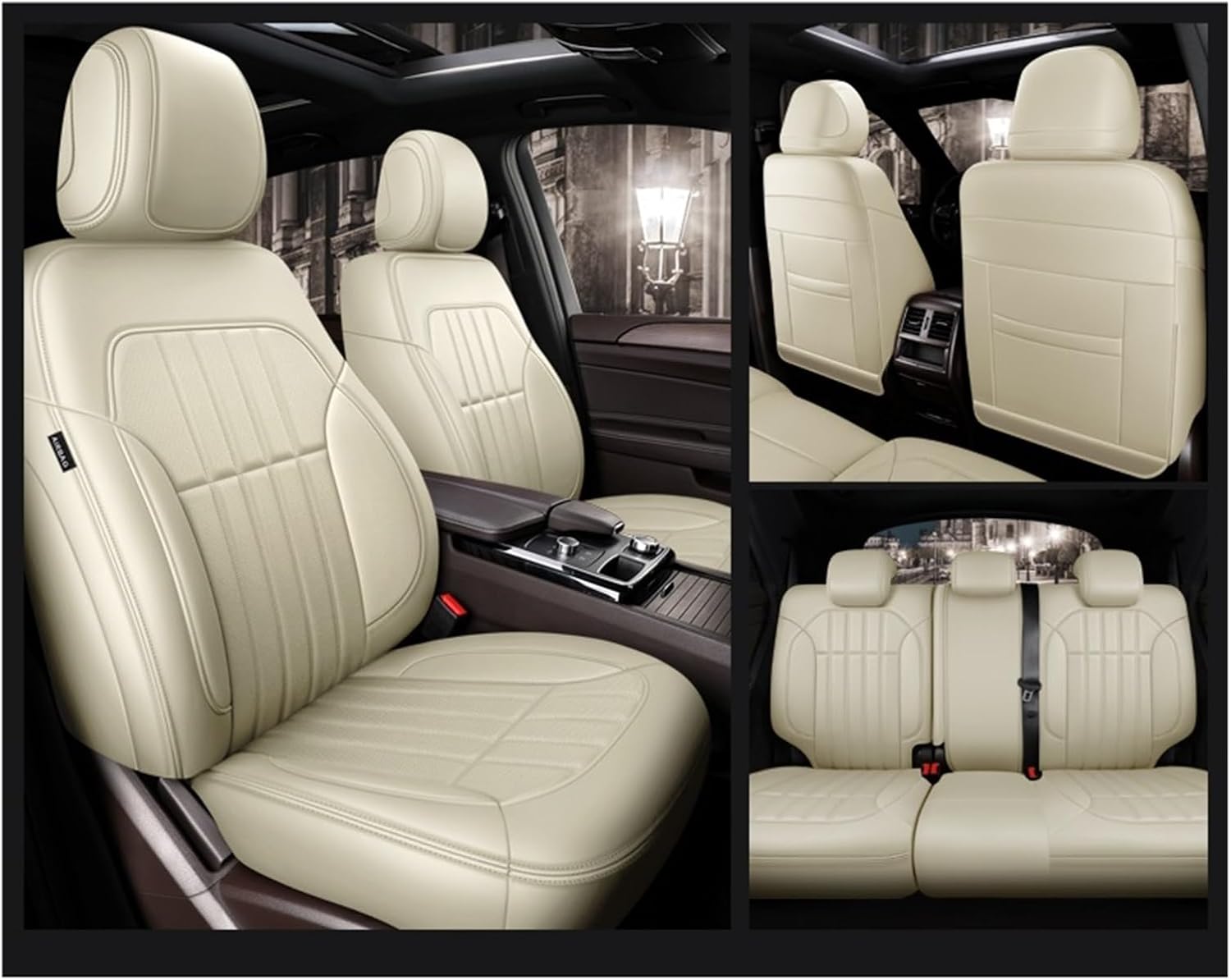 Custom Fit Car Accessories Seat Cover Compatible For 5 Seats Full Set Quality Leather Compatible For Benz W204 W205 W211 W203 Front And Rear(Style 1)