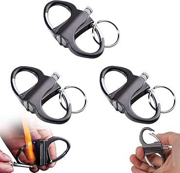 Waterproof Keychain Lighter-Refillable Windproof Metal Lighter for Camping,Hiking,EmergencyUnfilled w/Keyring Black 3pcs