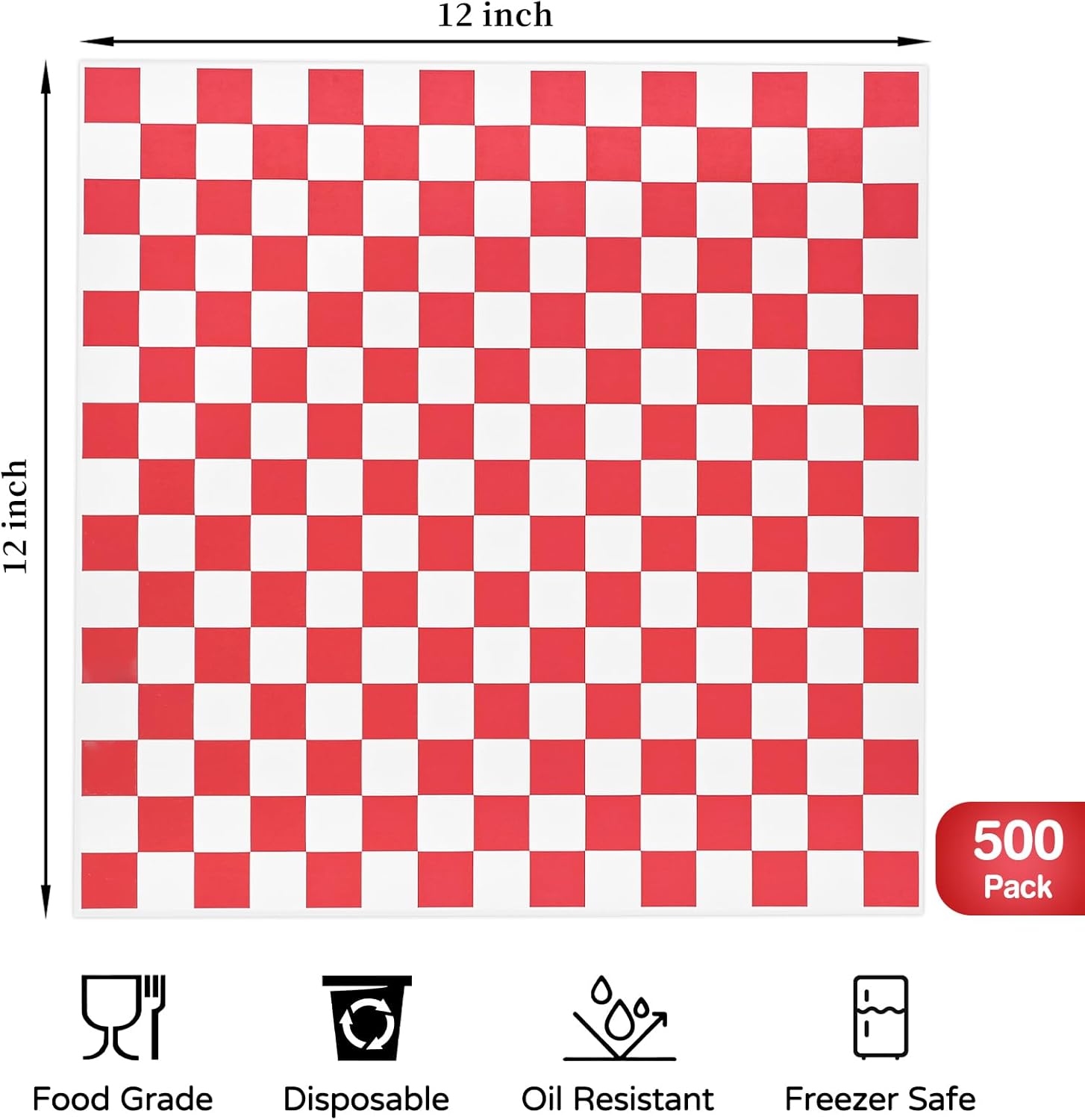 500 Sheets Sandwich Wrapping Paper, Inches Red and White Cheered