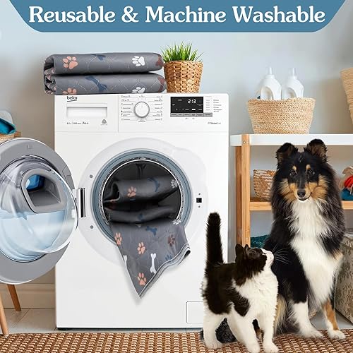 Miniatura 3 de Almohadillas lavables para orina para perros y cachorros, paquete de 2 almohadillas de entrenamiento de cachorros de 31 x 36 pulgadas,