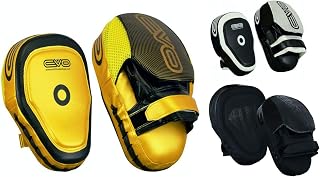 EVO Fitness Curved Boxing MMA Focus Pads Hook and Jab Mitts Set Muay Thai Kickboxing Martial Arts Hand Target Training Sparring Pads UFC PRO