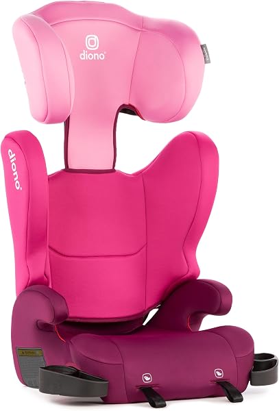 Diono Cambria LE, 2-in-1 Belt Positioning Booster Seat,Backless and High-Back Booster seat for Children from 40—120 lb,17" Wide,6 Headrest Positions,Lightweight with Latch,Pink