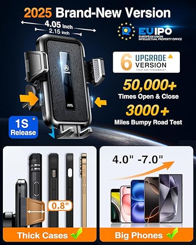 Miniatura 51 de VANMASS Soporte universal para teléfono de automóvil, patente y certés de seguridad: soporte mejorado para tablero de manos libres, soporte