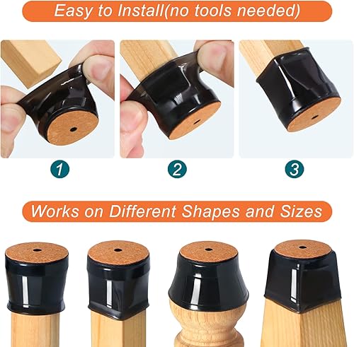 Miniatura 28 de 24 protectores de suelo para patas de silla, almohadillas de fieltro para muebles, fundas de silicona para sillas, protectores de patas de silla
