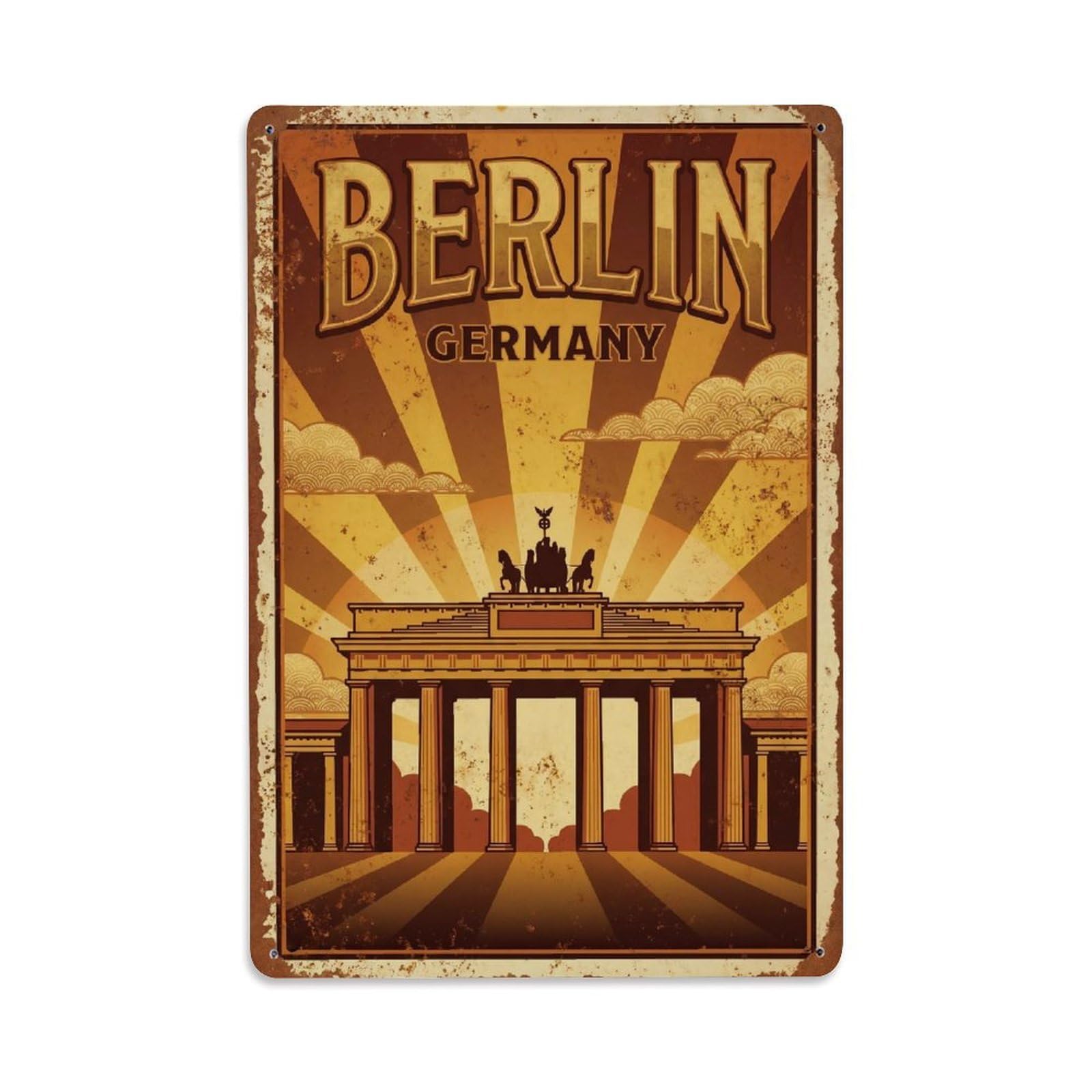 Gead 8X12inch Style Vintage Travel Berlin Germany Gate Metal Tin Sign