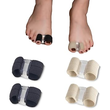 4PCS Gel Toe Spacers for Bunions, Beige & Black Silicone Toe Separators, Bunion Corrector for Overlapping/Hammer Toes, Pain Relief