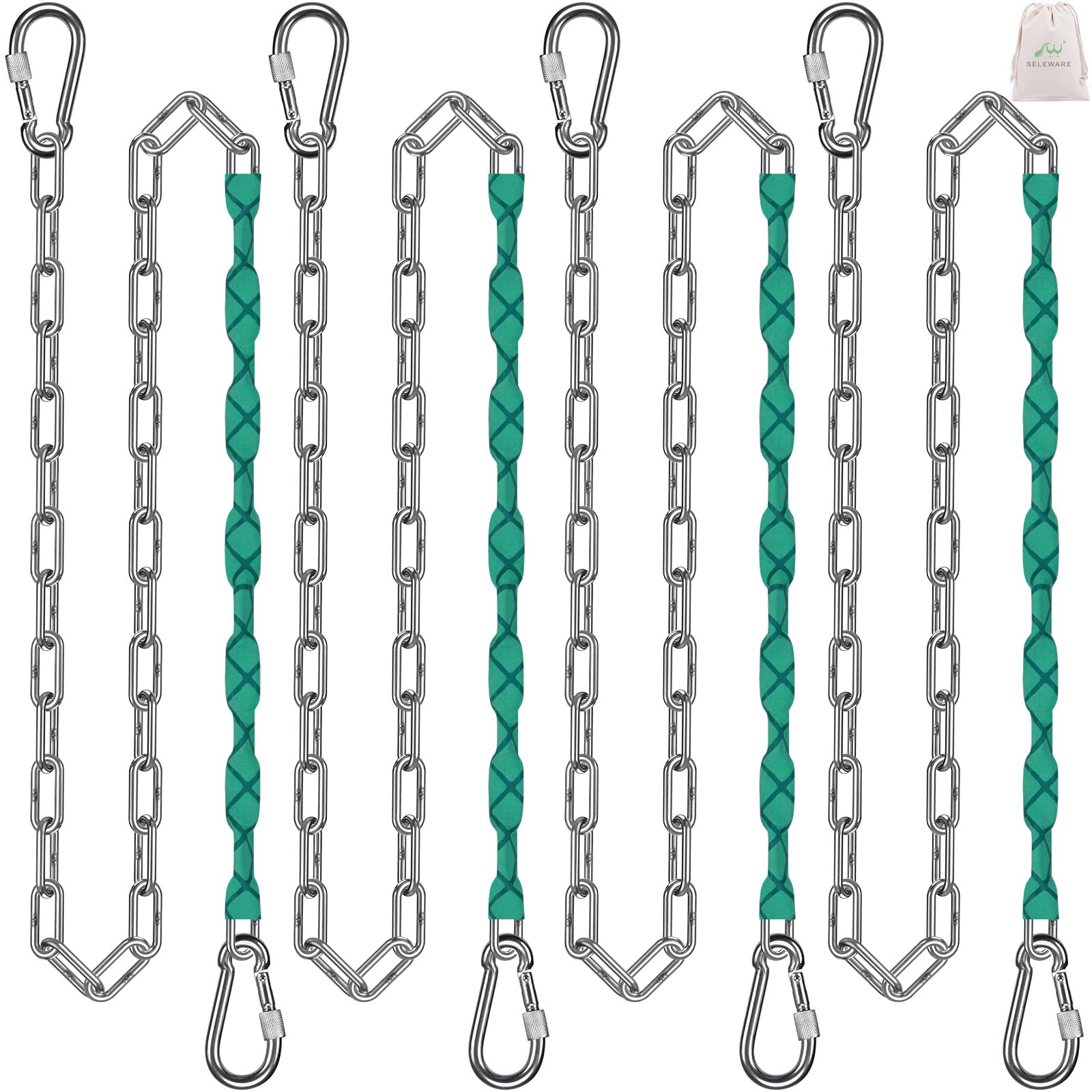 SELEWARE 4 Pcs 85" Heavy Duty Swing Chains Stainless Steel Hanging Chains