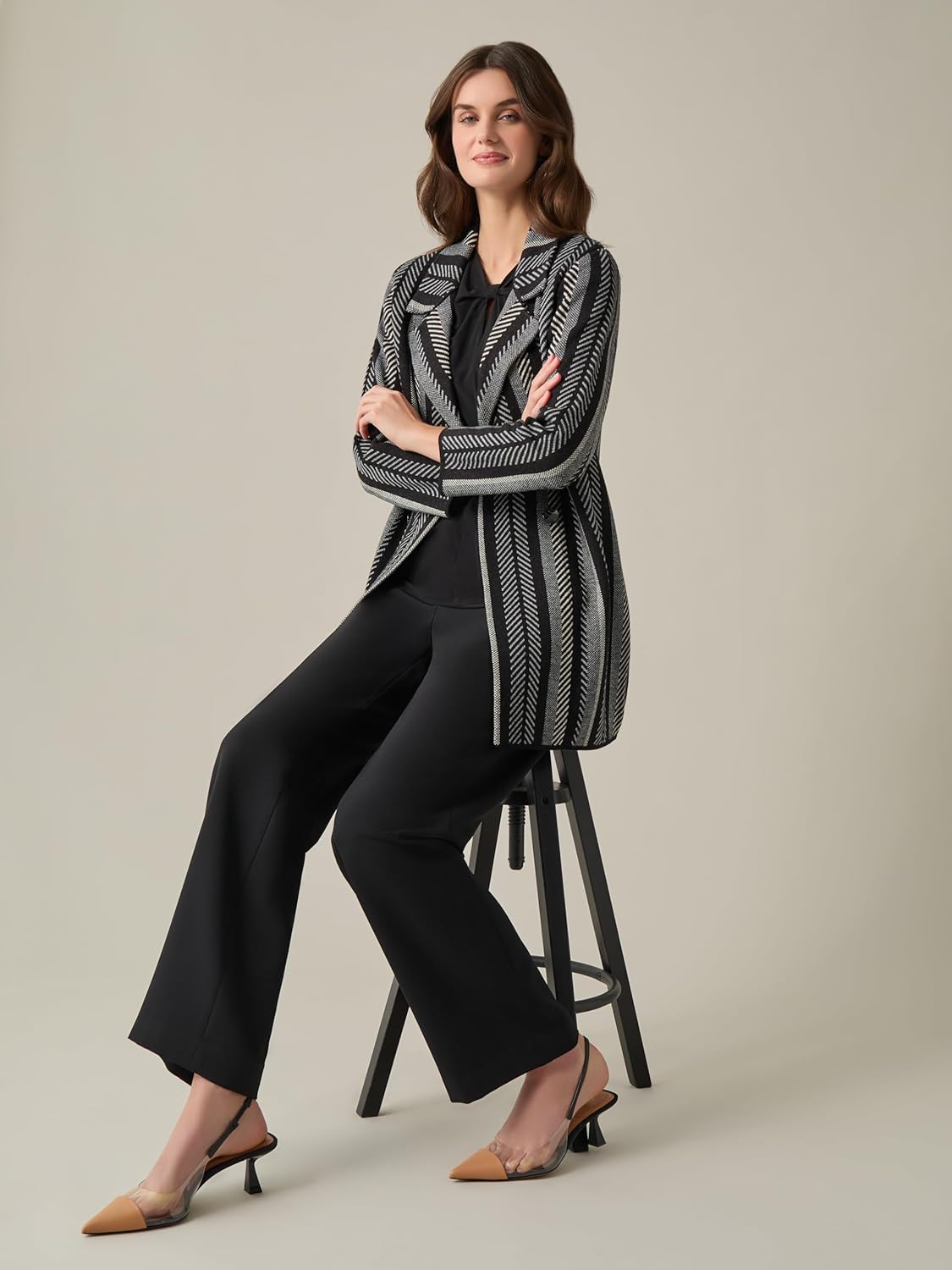 Kasper Womens Edge to Edge Notched Collar Coatigan - Image 2