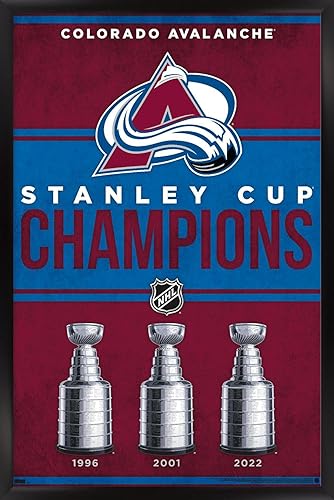 Trends International NHL - Póster de pared de Colorado Avalanche - Champions 23, 14.72 x 22.37 pulgadas, versión enmarcada en negro