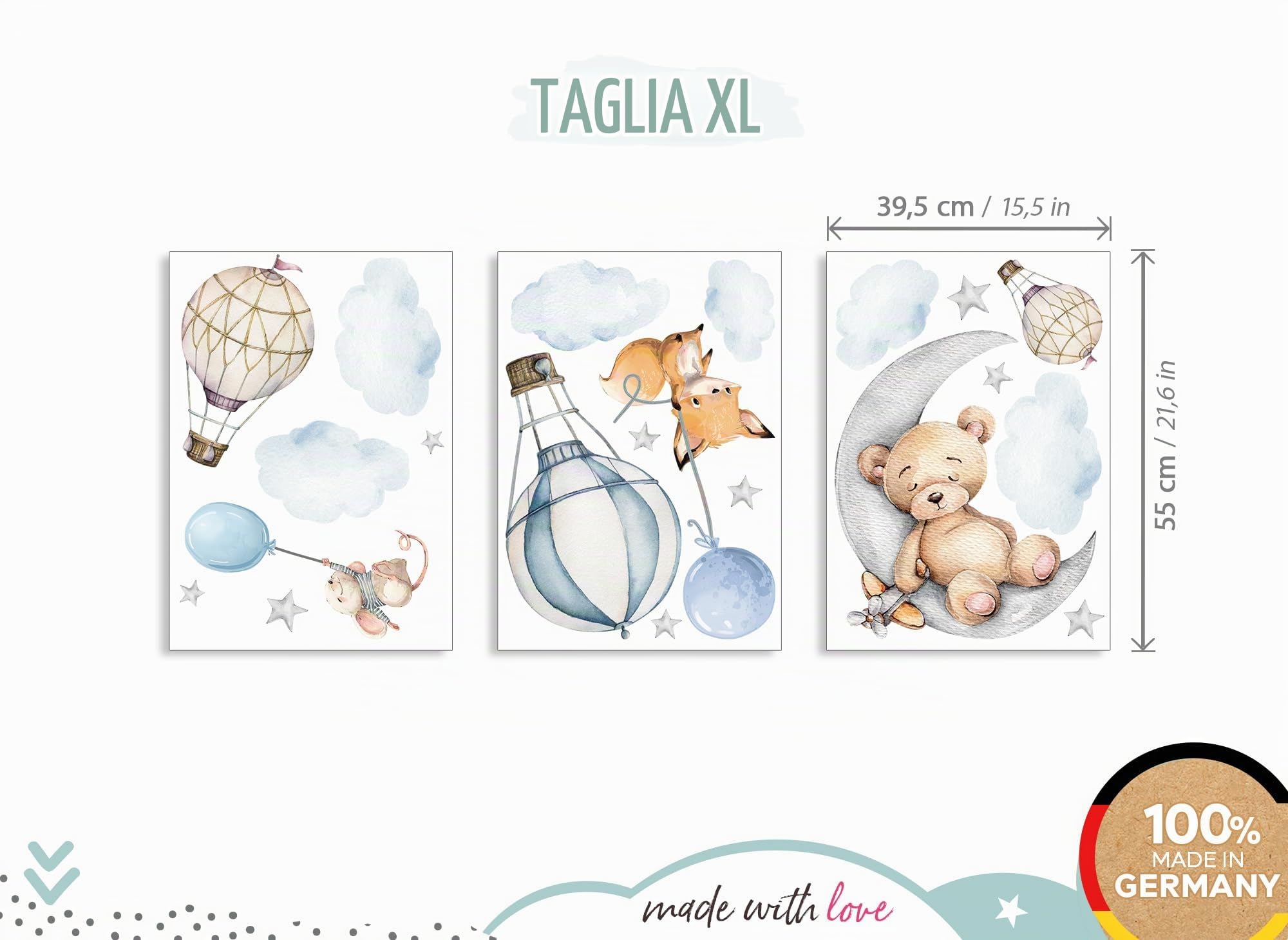 Little Deco Graz DL850-5 - Adesivo da parete per cameretta dei bambini, motivo orso sulla luna