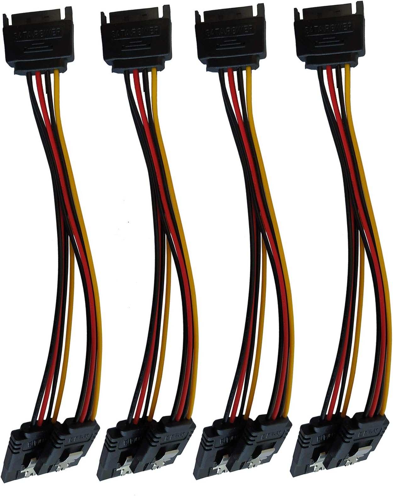 TeamProfitcomSATA Power Splitter Cable, SSD Power Cable HDD Power Cable Hard Drive Power Cable SATA 15 Pin Male to 2xSATA 15 Pin Female Power Y-Splitter Extension Cable (4 Pack)