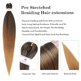 Beyond Beauty Braiding Hair pre stretched, Braids Synthetic Fiber Ombre Yaki Texture, Natural Easy Twist Braids Crochet Hair Hot Water Setting hair extensions