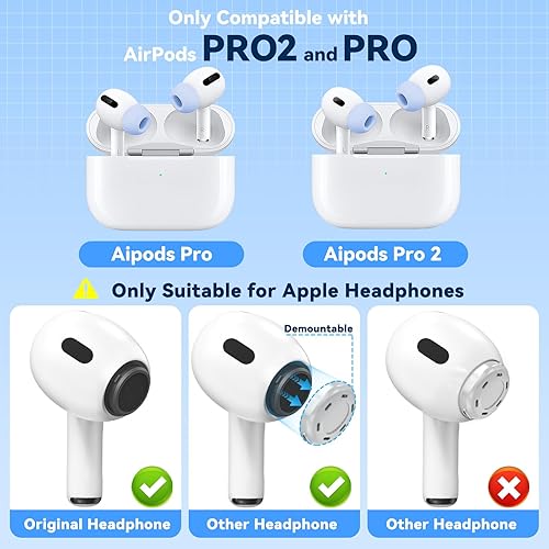 Vista 2 de 4 pares de puntas de oído de repuesto para AirPods Pro de 2ª/1ª generación con caja de almacenamiento portátil, orificio de reducción de ruido