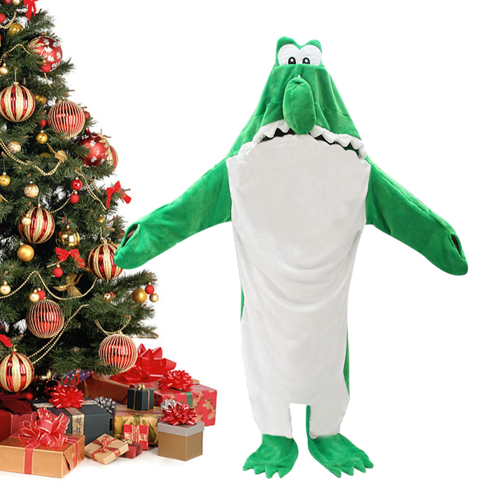 Sacco A Pelo Dinosauro Pigiama Cosplay in Flanella Morbido Caldo Divertente | Costume Dinosauro In Flanella Per Masquerade, Ruolo, Freddo, Campeggio, Pigiama Comodo