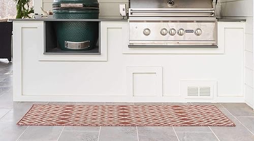 Miniatura 3 de Jill Zarin Outdoor Collection - Alfombra de área - Turcas y Caicos (2 x 8 pies, rojo óxidomarfil)