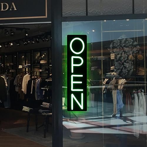 Letreros abiertos para negocios 12V/2A letrero de neón LED súper brillante de 16 pulgadas, letrero abierto iluminado, letrero eléctrico para