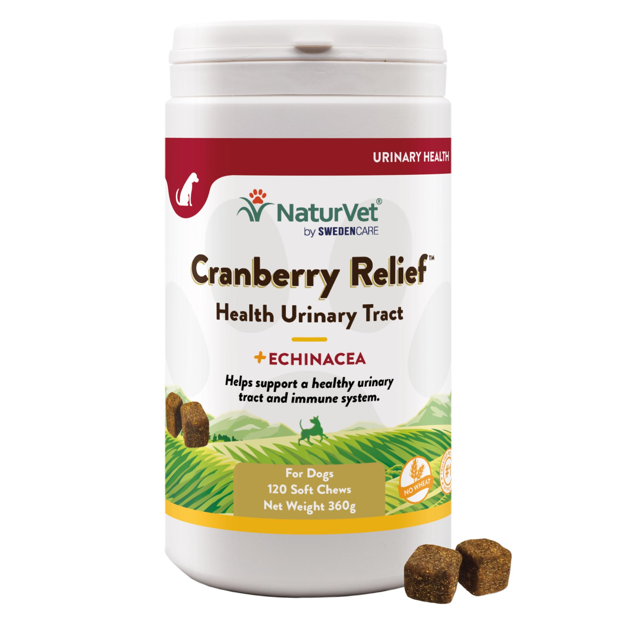 NaturVet Cranberry Relief for Dogs – Urinary Tract & Bladder Health, Immune Support, UTI Prevention, Natural Ingredients, Vet-Approved (120 Soft Chews)