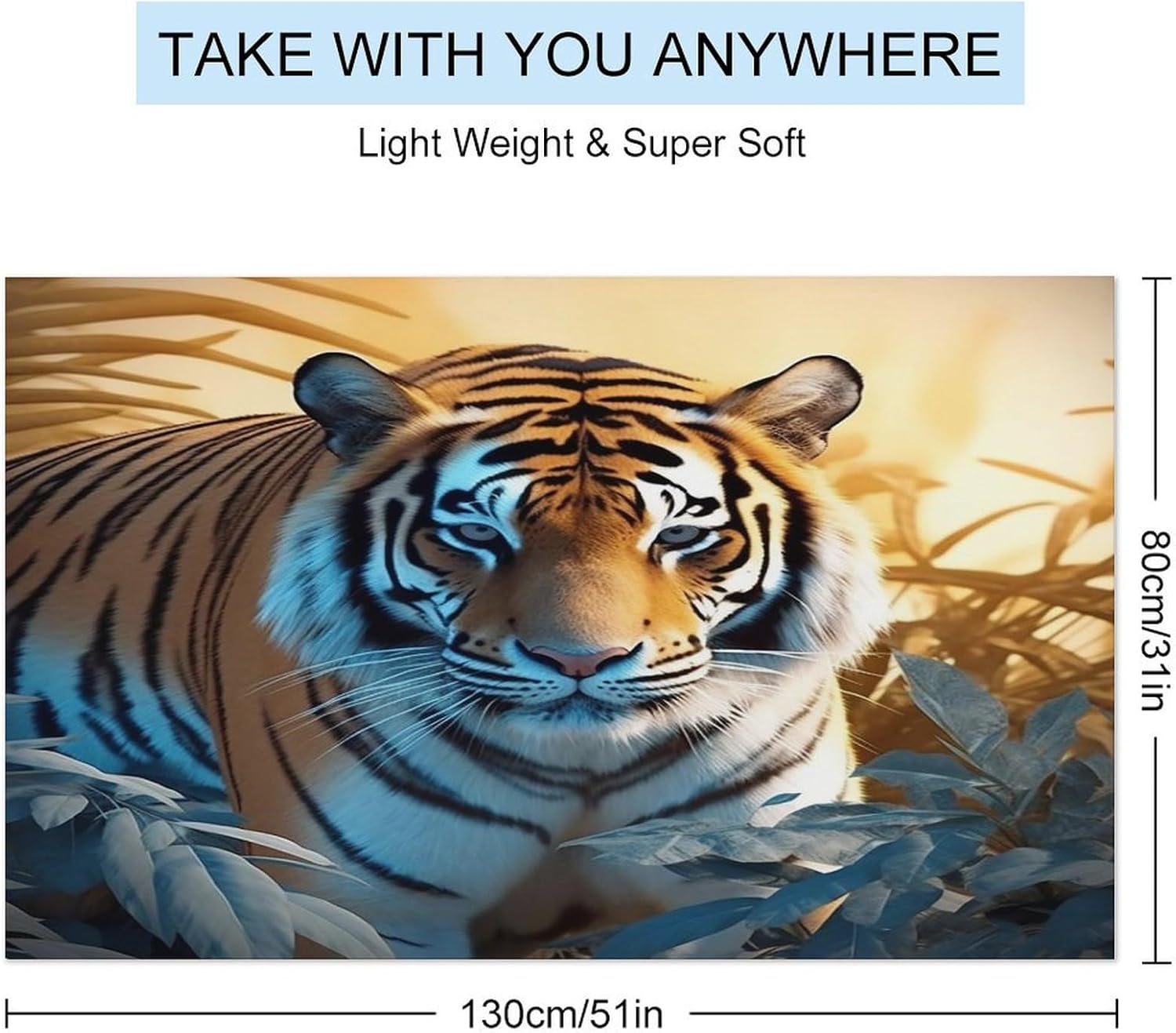 Swimming Towel, African Wildlife Tiger Printed Fashion Towel,Portable Towel,Durable Towel