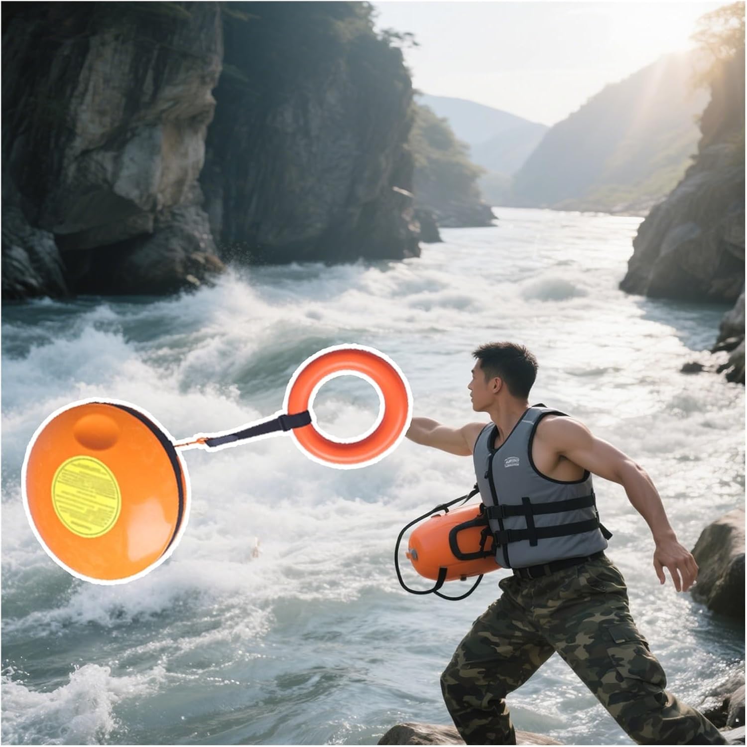 Emergency Water Rescue Frisbee - 3 to 7 Pieces, 131 Ft Rope, 0.15 in Diameter, Marine Life Saving Throwing Disc for Drowning, Flood Relief, Lifeguard Equipment.