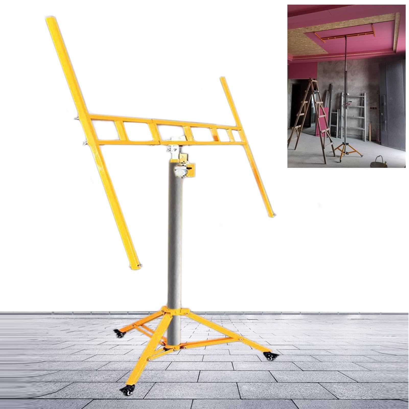 Elevador Placas Pladur Herramienta para Transportar Paneles de Yeso con Ruedas, Elevador de Placas de Yeso Móvil para Techos de Talleres o Garajes, Elevador de Yeso de 3,7 M/12 Pies, Capacidad de 50 K