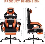 Gaming Chair with Footrest,High Back Gamer Chairs with Massage Reclining Computer Chairs Big and Tall Racing Gaming Chair Ergonomic Game Chair for Adults (Sky Orange)