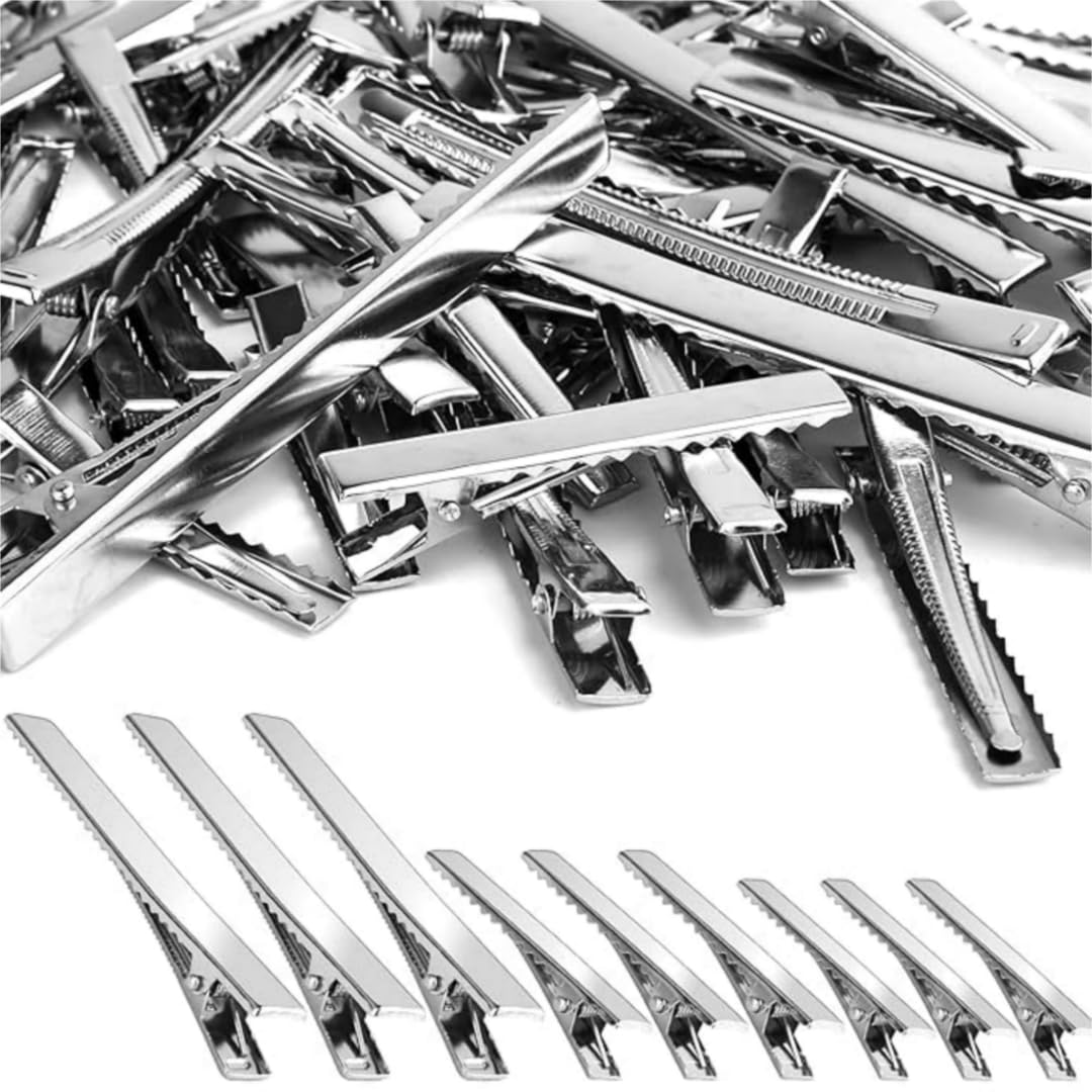 Lamina Collections Alloy Steel Alligator Hair Clips Pins For Diy Hair Accessorirs (Silver) (Silver 100 Pieces, 100 count)